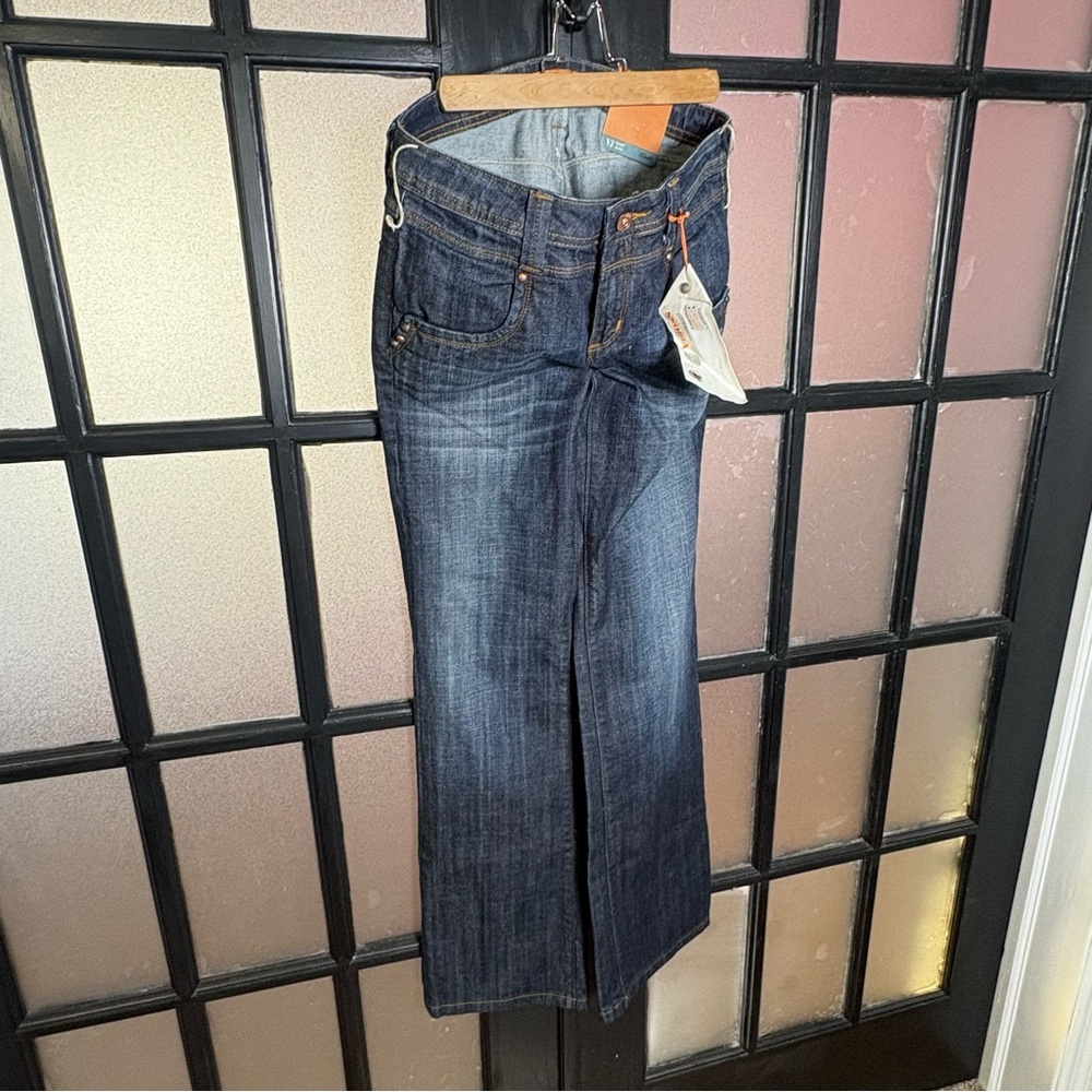 Vigoss Women’s Flare Jeans Size 7/8 Dark Wash Wide Leg NWT Y2K